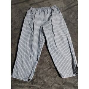 Vintage Striped Westbound Ankle Pants 100% Cotton Medium Pull On Elástic Waist